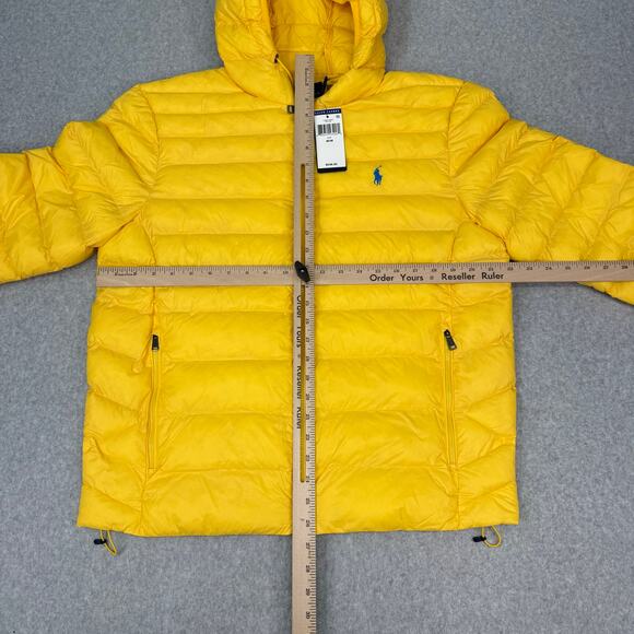 Polo Ralph Lauren Puffer Jacket Men's Medium Yellow Packable Warm Lightweight - Picture 3 of 4